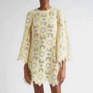 NWT Zimmermann Golden Lace Scalloped Trim Mini Dress